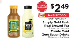 ShopRite Simply Gold Peak Real Brewed Tea / Minute Maid Zero Sugar Drinks offer