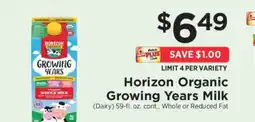 ShopRite Horizon Organic Growing Years Milk offer