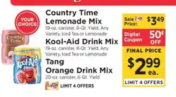 ShopRite Country Time Lemonade Mix, Kool-Aid Drink Mix, Tang Orange Drink Mix offer