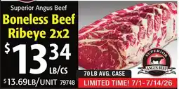Restaurant Depot Superior Angus Beef Boneless Beef Ribeye 2x2 offer