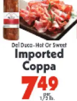 Marino's Supermarket Del Duca Hot Or Sweet Imported Coppa offer
