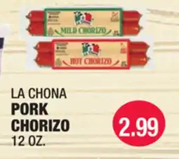 Carnicerias Jimenez LA CHONA PORK CHORIZO offer
