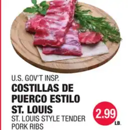 Carnicerias Jimenez U.S. GOV'T INSPI. COSTILLAS DE PUERCO ESTILO ST. LOUIS offer
