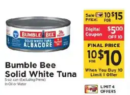 ShopRite Bumble Bee Solid White Tuna offer