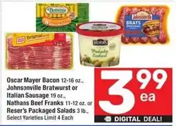 Albertsons Oscar Mayer Bacon and Johnsonville Bratwurst or Italian Sausage offer