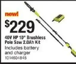 The Home Depot 40V HP 10" Brushless Pole Saw 2.0Ah Kit offer