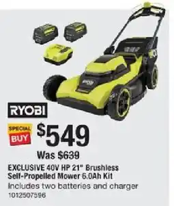The Home Depot Exclusive 40v hp 21" brushless self-propelled mower 6.0ah kit offer