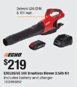 The Home Depot Exclusive 56V brushless blower 2.5ah kit offer