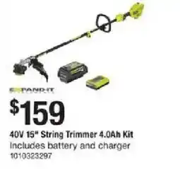 The Home Depot 40V 15" String Trimmer 4.0Ah Kit offer