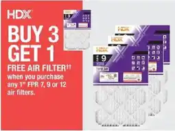 The Home Depot HDX free air filter offer