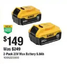 The Home Depot 2-Pack 20V Max Battery 5.0Ah offer
