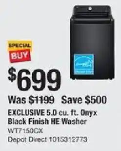 The Home Depot Exclusive 5.0 cu. ft. onyx black finish he washer offer
