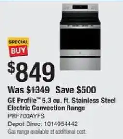 The Home Depot GE Profile 5.3 cu. ft. Stainless Steel Electric Convection Range offer