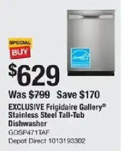 The Home Depot Exclusive frigidaire gallery stainless steel tall-tub dishwasher offer
