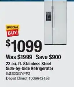 The Home Depot 23 cu. ft. Stainless Steel Side-by-Side Refrigerator offer