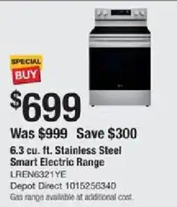 The Home Depot 6.3 cu. ft. Stainless Steel Smart Electric Range offer