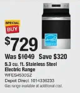The Home Depot 5.3 cu. ft. Stainless Steel Electric Range offer