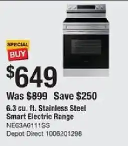 The Home Depot 6.3 cu. ft. Stainless Steel Smart Electric Range offer