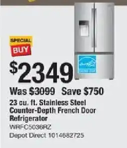 The Home Depot 23 cu. ft. Stainless Steel Counter-Depth French Door Refrigerator offer