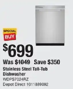 The Home Depot Stainless Steel Tall-Tub Dishwasher offer