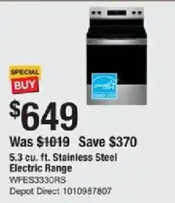 The Home Depot Stainless Steel Electric Range offer