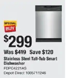 The Home Depot Stainless Steel Tall-Tub Smart Dishwasher offer