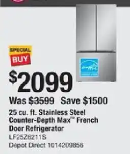 The Home Depot 25 cu. ft. Stainless Steel Counter-Depth Max French Door Refrigerator offer