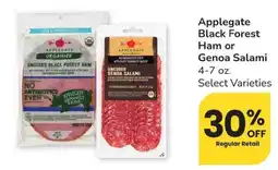 Albertsons Applegate Black Forest Ham or Genoa Salami offer