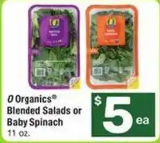 Albertsons 0 Organics Blended Salads or Baby Spinach offer