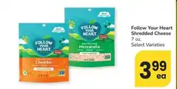 Albertsons Follow Your Heart Shredded Cheese offer