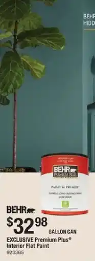 The Home Depot Exclusive premium plus interior flat paint offer