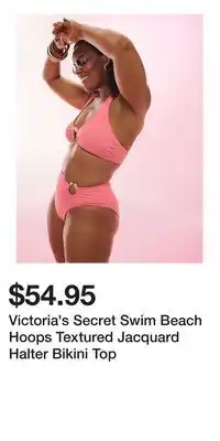 Victoria's Secret Victoria's Secret Swim Beach Hoops Textured Jacquard Halter Bikini Top offer