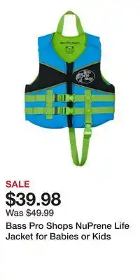 Cabela's Bass Pro Shops NuPrene Life Jacket for Babies or Kids offer