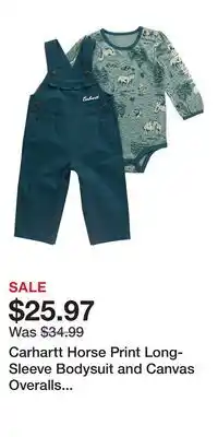 Cabela's Carhartt Horse Print Long-Sleeve Bodysuit and Canvas Overalls 2-Piece Set for Babies offer
