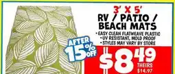 Ollie's 3' X 5' RV / PATIO / BEACH MATS offer