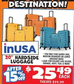 Ollie's 20 HARDSIDE LUGGAGE offer