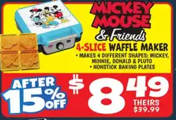 Ollie's MICKEY MOUSE & FRIENDS 4-SLICE WAFFLE MAKER offer