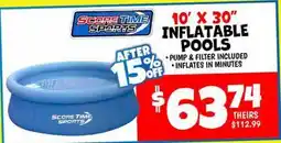 Ollie's SCORE TIME SPORTS 10' X 30 INFLATABLE POOLS offer