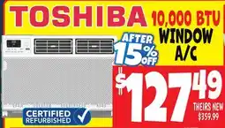 Ollie's TOSHIBA 10,000 BTU WINDOW A/C offer