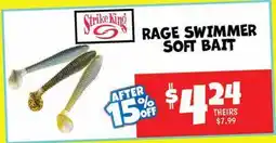 Ollie's STRIKE KING RAGE SWIMMER SOFT BAIT offer