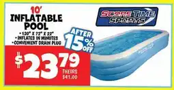 Ollie's SCORE TIME SPORTS 10' INFLATABLE POOL offer