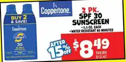 Ollie's COPPERTONE SPORT 2 PK. SPF 30 SUNSCREEN offer