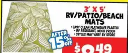 Ollie's 3'x 5' RV/PATIO/BEACH MATS offer