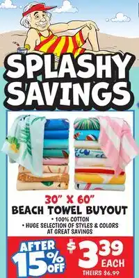 Ollie's 30 X 60 BEACH TOWEL BUYOUT offer