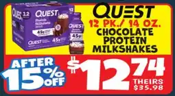 Ollie's QUEST CHOCOLATE PROTEIN MILKSHAKES offer