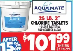 Ollie's AQUAMATE 25 LB. 3 CHLORINE TABLETS offer
