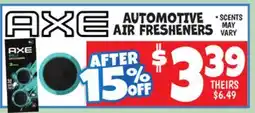 Ollie's AXE AUTOMOTIVE AIR FRESHENERS offer