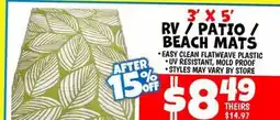 Ollie's 3' × 5' RV / PATIO / BEACH MATS offer