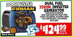 Ollie's DUAL FUEL 3300W INVERTER GENERATOR offer