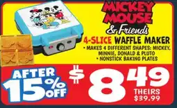 Ollie's MICKEY MOUSE & FRIENDS 4-SLICE WAFFLE MAKER offer